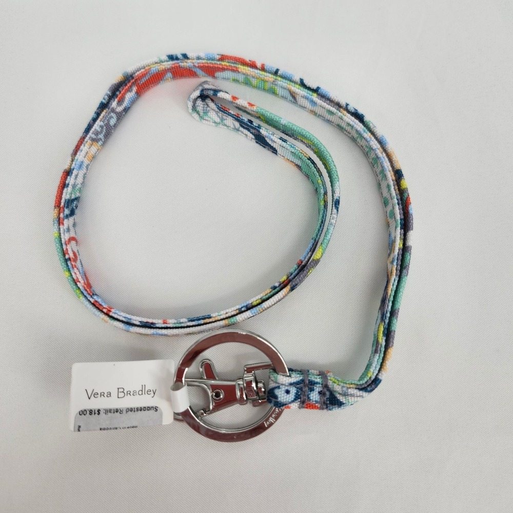 NEW Vera Bradley ReActive Lanyard ID Keychain Citrus Paisley Retired Travel